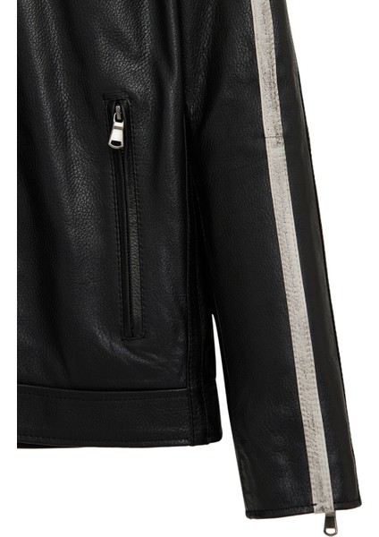 Middleton Erkek Siyah Slim-Fit Kısa Deri Ceket 25WGF6583CY