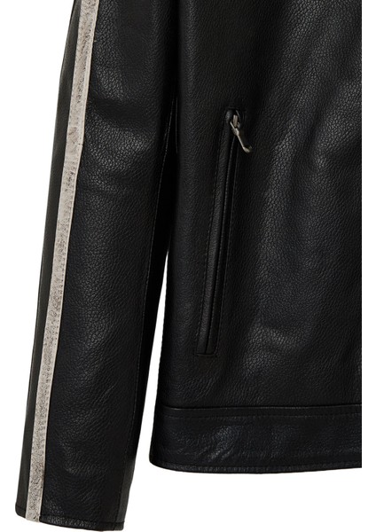 Middleton Erkek Siyah Slim-Fit Kısa Deri Ceket 25WGF6583CY
