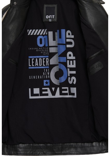 Middleton Erkek Siyah Slim-Fit Kısa Deri Ceket 25WGF6583CY