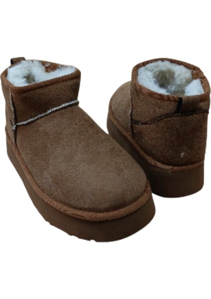 Ce&ce Bilekboy Kadın Süet Peluşlu Kalın Taban Günlük Bot Taba fiyatları