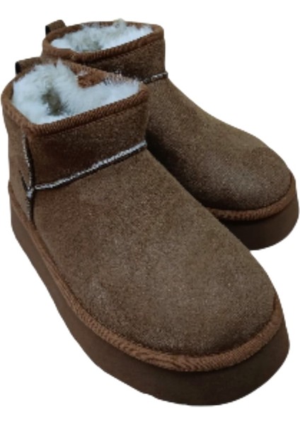 Ce&ce Bilekboy Kadın Süet Peluşlu Kalın Taban Günlük Bot Taba modelleri