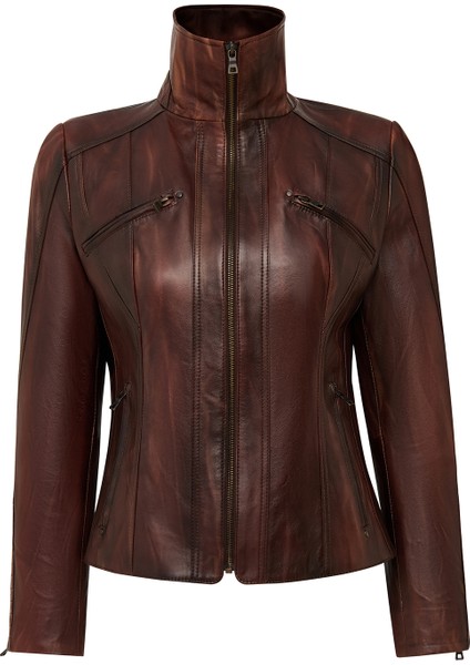 Janet Kadın Kahverengi Kısa Deri Ceket 25WGE5602NC modelleri