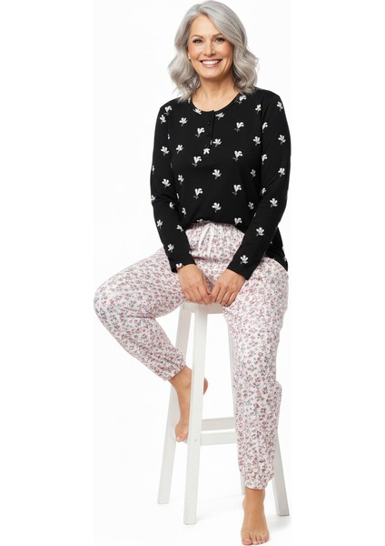 Kadın Kışlık Kadın Anne Içlik Pijama Altı %100 Pamuk Içi Miflonlu Klasik Beli Lastikli Rahat modelleri