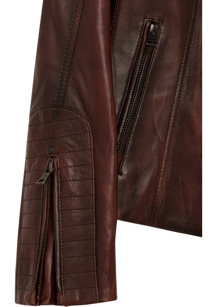 Janet Kadın Kahverengi Kısa Deri Ceket 25WGE5602NC