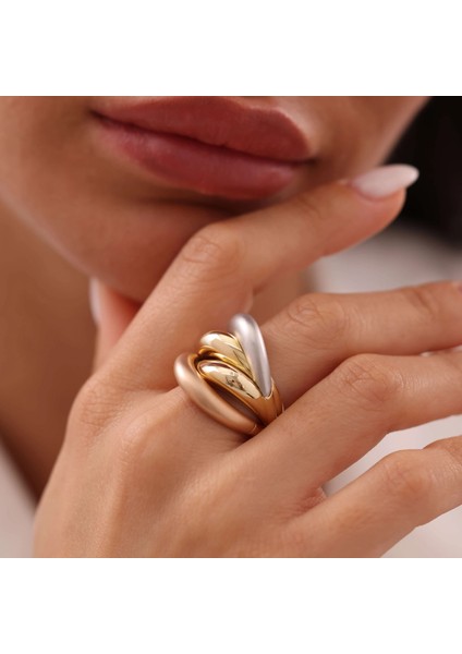 Nisera Sarmal Üç Renk Tasarım Altın Yüzük fiyatları