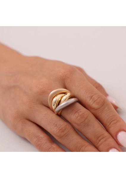 Nisera Sarmal Üç Renk Tasarım Altın Yüzük fırsatları