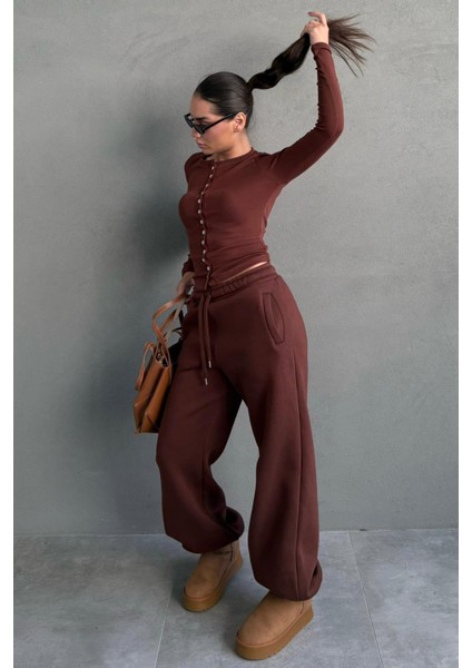 Acı Kahve Geniş Paça Rahat Kalıp Lastikli Eşofman Altı MG2581 modelleri