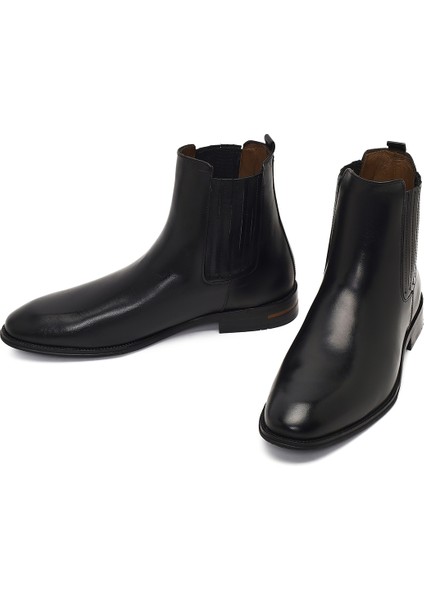 Erkek Siyah Deri Chelsea Bot 25WFD604618 modelleri
