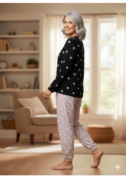 Kadın Kışlık Kadın Anne Içlik Pijama Altı %100 Pamuk Içi Miflonlu Klasik Beli Lastikli Rahat indirimleri