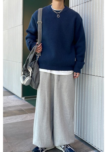 Erkek Mat Lacivert Regular Fit Bisiklet Yaka Örgülü Triko modelleri