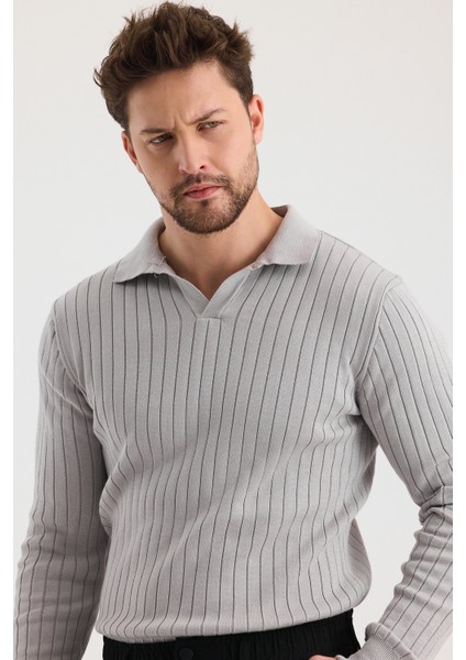 Erkek Polo Yaka Fitilli Triko Kazak fırsatları