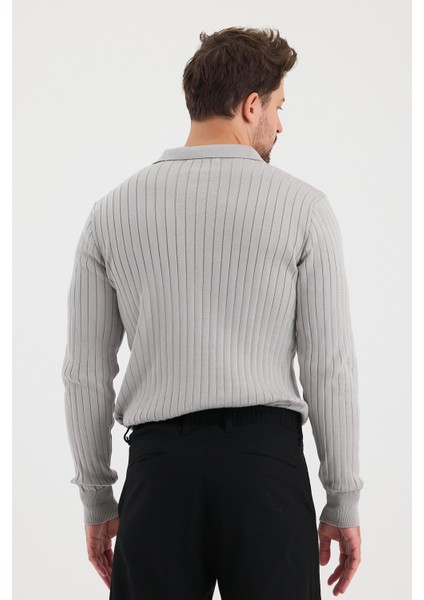 Erkek Polo Yaka Fitilli Triko Kazak indirimleri