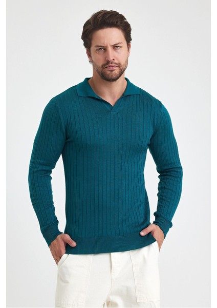 Erkek Polo Yaka Fitilli Triko Kazak fiyatları