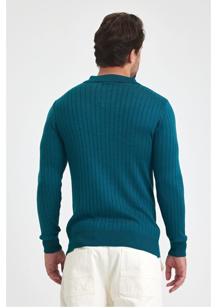 Erkek Polo Yaka Fitilli Triko Kazak fırsatları