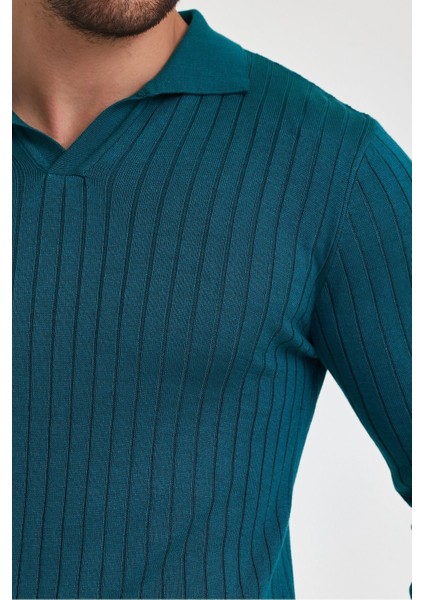 Erkek Polo Yaka Fitilli Triko Kazak indirimleri