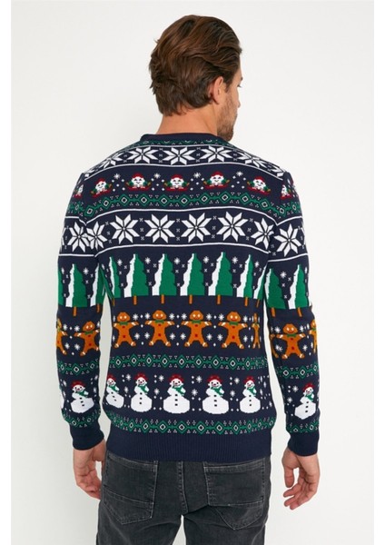 Lacivert Beyaz Erkek Christmas Yılbaşı Kazağı fırsatları