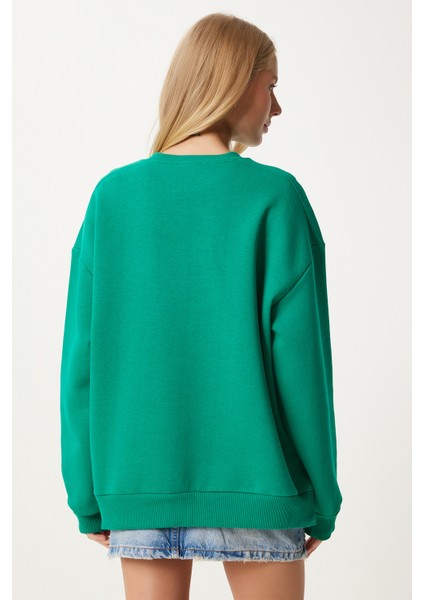 Fermuar Detaylı Şardonlu Sweatshirt LUB0003 Koyu Yeşil indirimleri