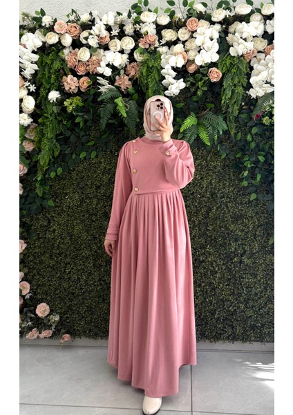 Pamuklu Kadife Elbise 8114