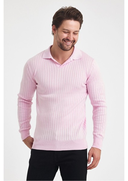 Erkek Polo Yaka Fitilli Triko Kazak modelleri