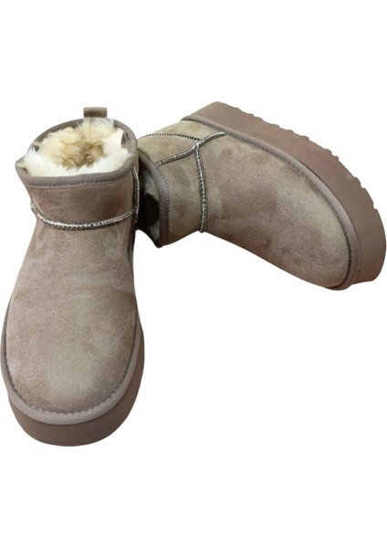 Ce&ce Bilekboy Kadın Süet Peluşlu Kalın Taban Günlük Bot Vizon fiyatları