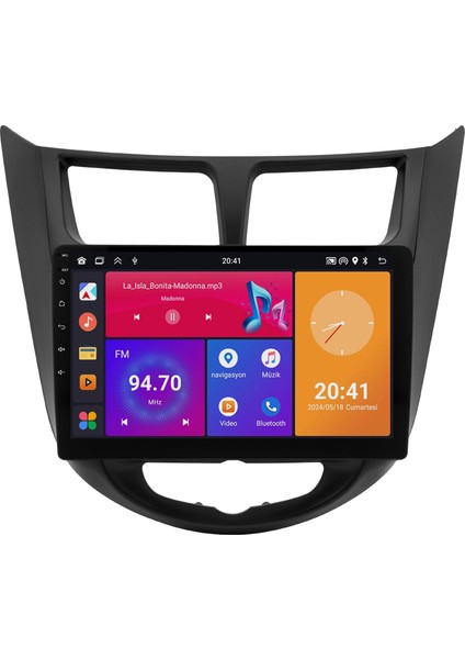 Hyundai Accent Blue Android Multimedya Ekran (2016-2024) | 2gb/4gb/8gb Ram – Carplay – Android Auto – Navigasyon – Google Play – Geri Görüş Kamerası – Soket Sokete Uyumlu