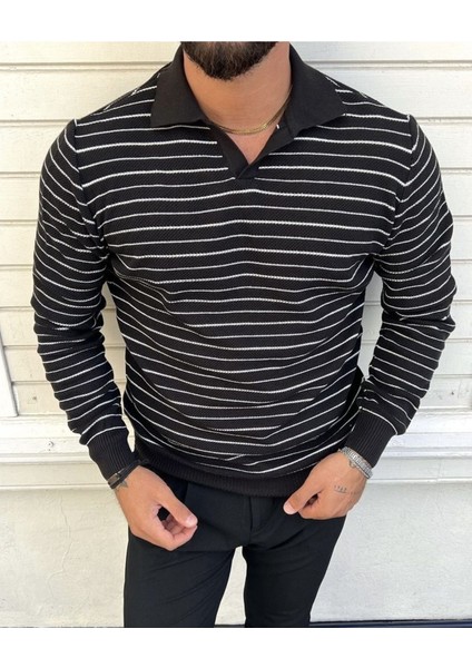 Siyah Erkek Slim Fit Polo Yaka Patlı Triko KAZAK-TRZ19132R04S fiyatları