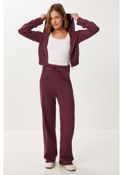 Kapüşonlu Fermuarlı Örme Alt-Üst Takım LCI0049 Mürdüm fiyatları