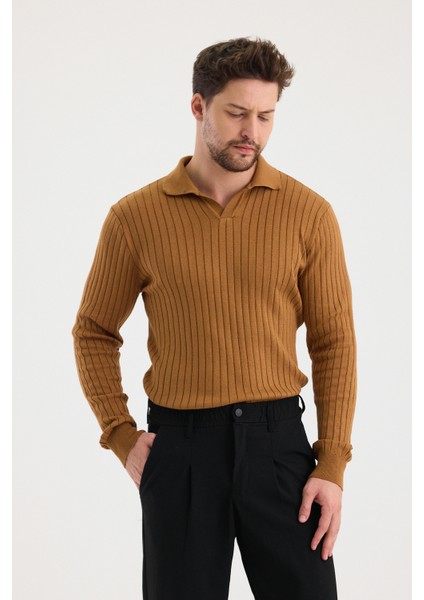 Erkek Polo Yaka Fitilli Triko Kazak fiyatları