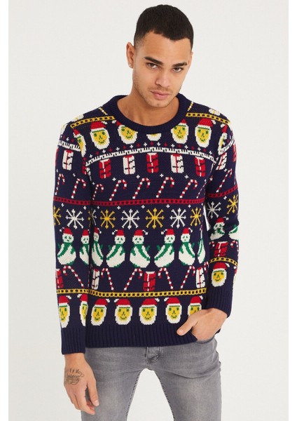 Erkek Lacivert Christmas Yılbaşı KAZAĞI-NOELKZKR02S