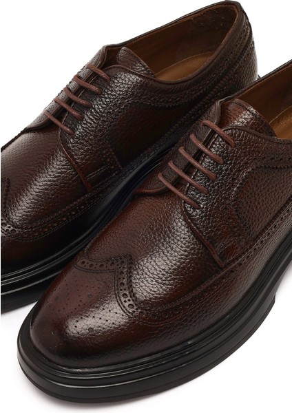 Erkek Kahverengi Bağcıklı Kalın Tabanlı Deri Casual Ayakkabı 25WFD6042FT