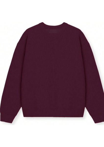 Erkek Bordo Regular Fit Bisiklet Yaka Örgülü Triko fiyatları