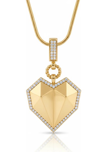 Kalp Klipsli Altın Charm