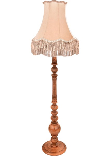Avonnı LM-9145-1E Ceviz Boyalı Lambader E27 Ahşap Kumaş 50CM