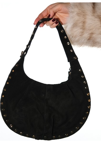 Antıno Siyah Süet Hakiki Deri Troklu Kadın Kol Çantası fırsatları