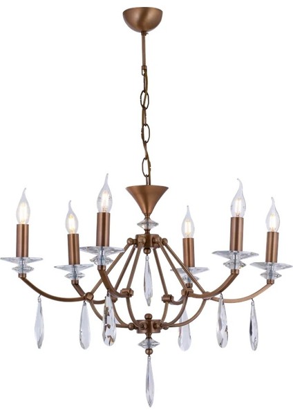 Avonnı AV-35004-6E Eskitme Kaplama Modern Avize E27 Metal Cam 65CM