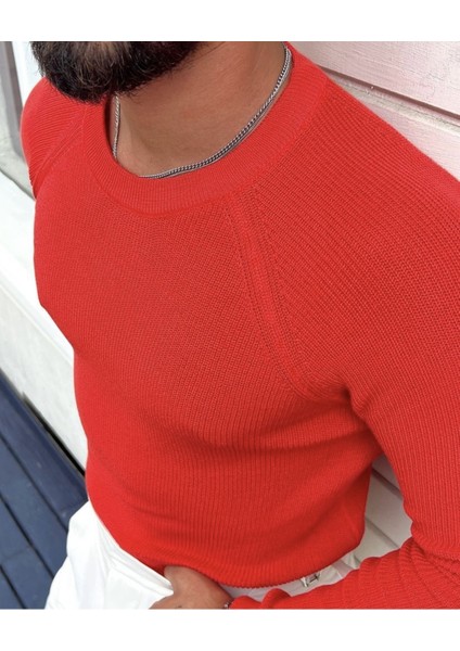 Erkek Kırmızı Selanik Örgü Italyan Reklan Bisiklet Yaka Triko Kazak modelleri