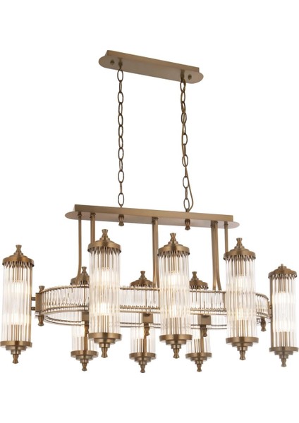 Avonnı AV-35001-8E-YM Eskitme Kaplama Modern Avize E14 Metal Cam 105X55CM