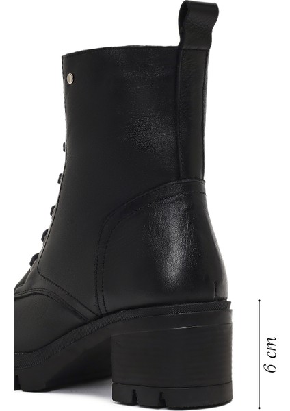 Kadın Siyah Fermuarlı Kalın Topuklu Deri Bot 25WFD413418 fiyatları