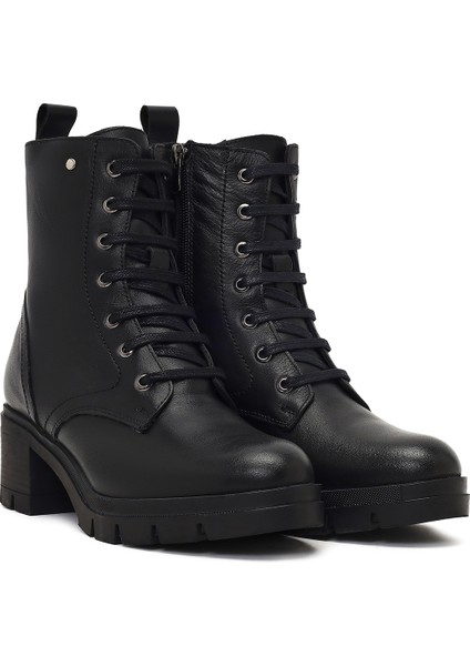 Kadın Siyah Fermuarlı Kalın Topuklu Deri Bot 25WFD413418 indirimleri