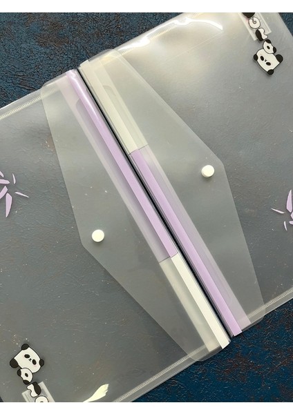 2’li Şeffaf Tek Bölmeli Panda Desenli Çıtçıtlı Mor A4 Dosya/belge Dosyası/düzenleyici Klasör indirimleri