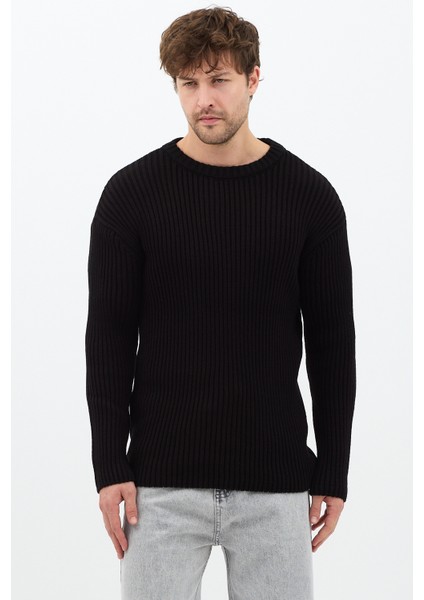 Erkek Beyaz Fitilli Örme Regular Triko Kazak modelleri