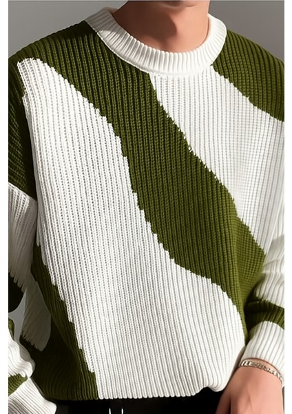 Erkek Haki-Beyaz Regular Fit Triko Kazak fiyatları