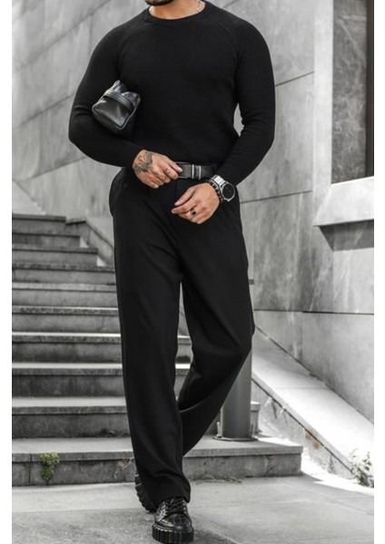 Erkek Siyah Selanik Örgü Italyan Reklan Bisiklet Yaka Triko Kazak fiyatları