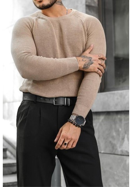 Erkek Kum Selanik Örgü Italyan Reklan Bisiklet Yaka Triko Kazak