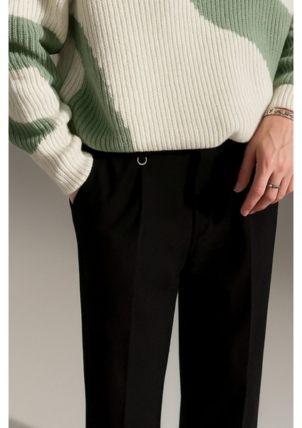 Erkek Mint Yeşili-Beyaz Regular Fit Triko Kazak modelleri