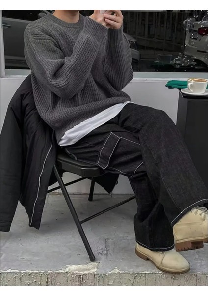 Erkek Füme Regular Fit Bisiklet Yaka Örgülü Triko fiyatları