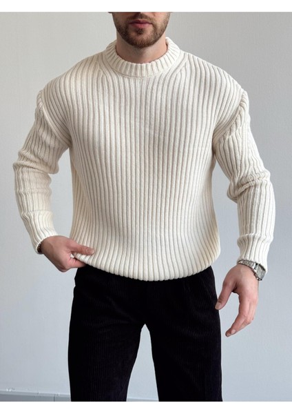 Erkek Fitilli Örme Regular Triko Kazak