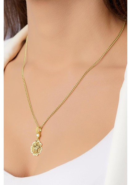 14 Ayar Altın Gurmet Zincirde Gül Motifli Telkari Kolye fırsatları