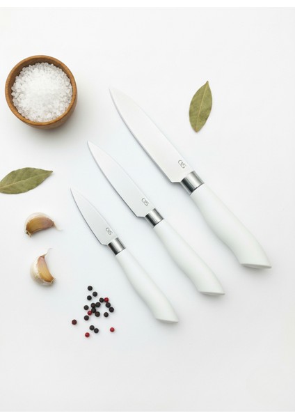 Sürmene Doğrama Beyaz Baba Şef Bıçak Seti (3lü)