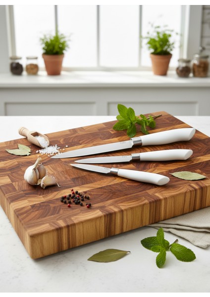 Sürmene Doğrama Beyaz Baba Şef Bıçak Seti (3lü) modelleri